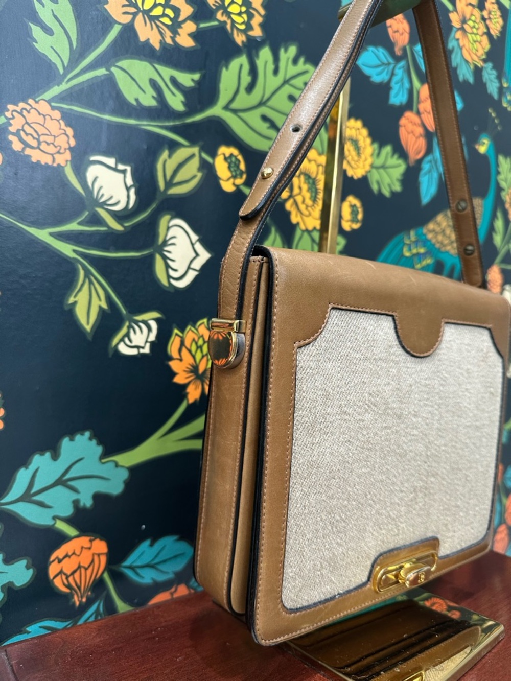 Vintage Bally International Canvas Leather Shoulder Bag 70s 80s w/ Box Dust Bag - Picture 9 of 14